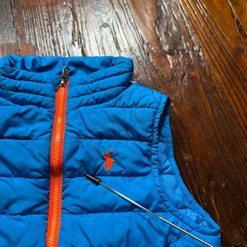 Polo Ralph‎ Lauren Puffer Vest Toddler  Size 2T Blue Orange Accents *READ*